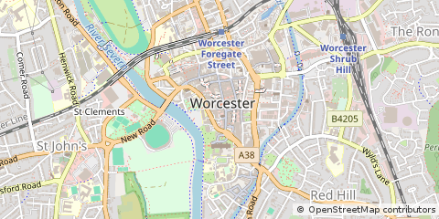 Map of Worcester, Worcestershire