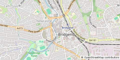 Map of Bridgend, Bridgend County Borough