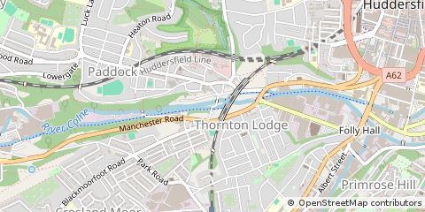 Map of Huddersfield, West Yorkshire