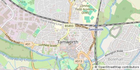 Map of Tamworth, Staffordshire