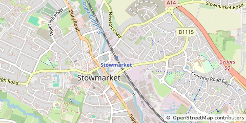 Map of Stowmarket, Suffolk