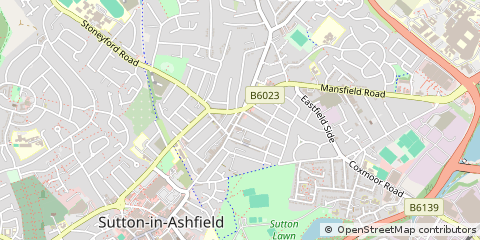 Map of Sutton-in-Ashfield, Nottinghamshire