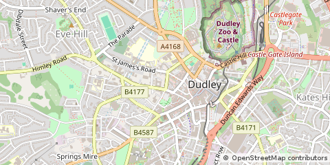 Map of Dudley, West Midlands