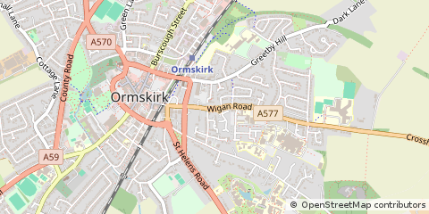Map of Ormskirk, Lancashire