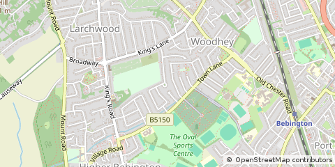 Map of Bebington, Merseyside