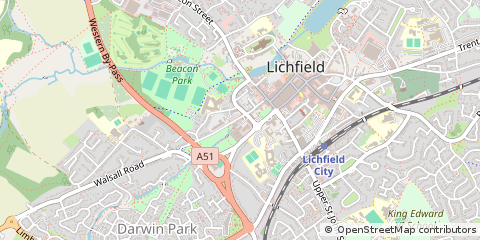 Map of Lichfield, Staffordshire