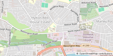 Map of Sunderland, Tyne and Wear