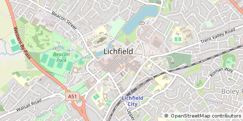 Map of Lichfield, Staffordshire