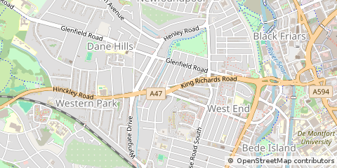 Map of Leicester, Leicestershire