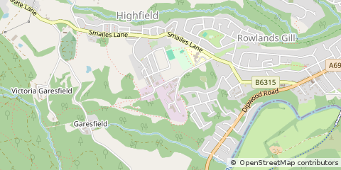 Map of Rowlands Gill, Tyne and Wear