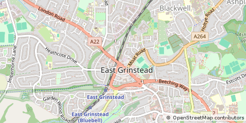 Map of East Grinstead, West Sussex