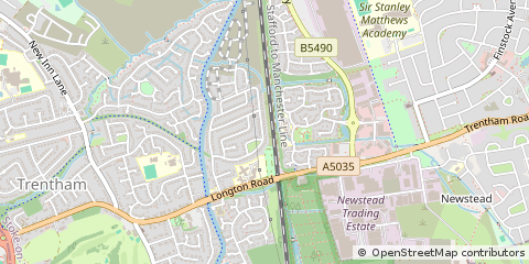Map of Stoke on Trent, Staffordshire