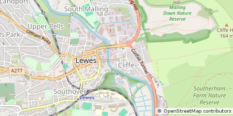 Map of Lewes, East Sussex