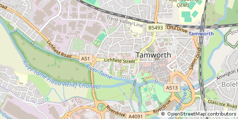 Map of Tamworth, Staffordshire