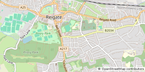 Map of Reigate, Surrey