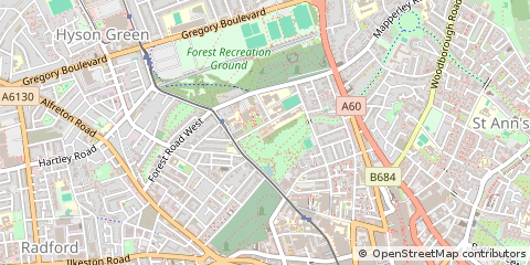 Map of Nottingham, Nottinghamshire