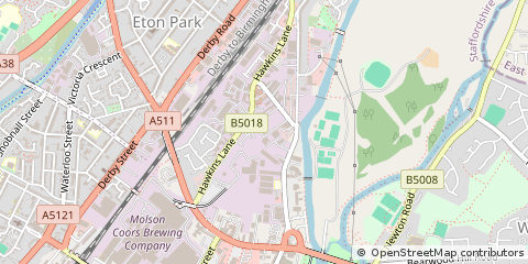 Map of Burton-on-Trent, Staffordshire
