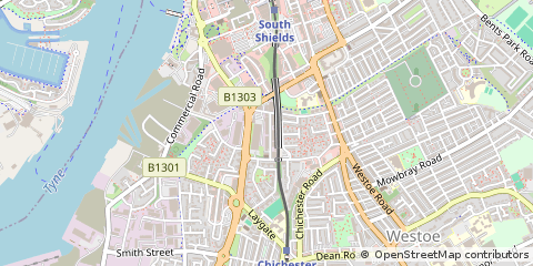 Map of South Shields, Tyne and Wear