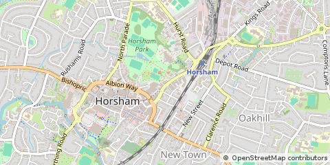 Map of Horsham, West Sussex
