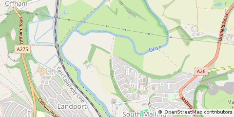 Map of Lewes, East Sussex