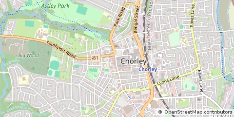Map of Chorley, Lancashire