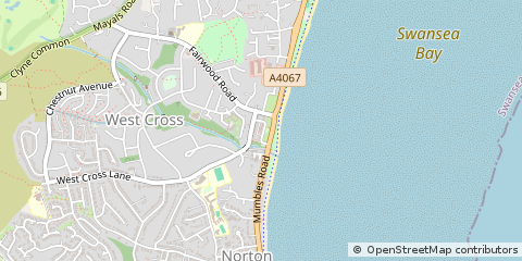 Map of West Cross, Swansea