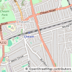 Map of Cheam, Surrey