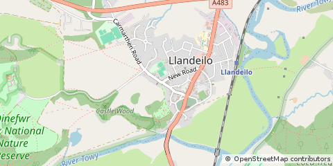 Map of Llandeilo, Carmarthenshire