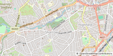 Map of Sheffield, South Yorkshire
