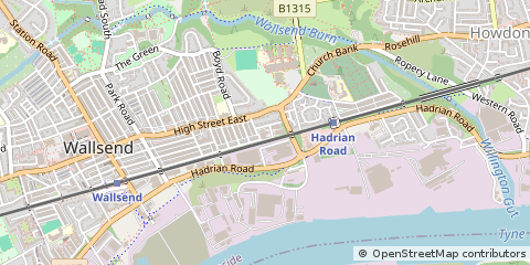 Map of Wallsend, Tyne and Wear