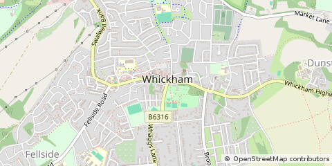 Map of Whickham, Newcastle Upon Tyne