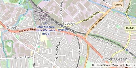 Map of Tyseley, Birmingham