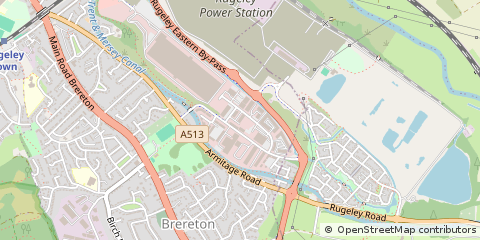 Map of Rugeley, Staffordshire