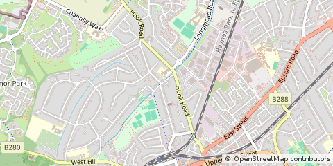 Map of Epsom, Surrey