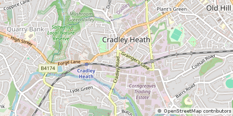 Map of Cradley Heath, West Midlands
