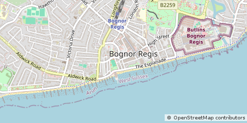 Map of Bognor Regis, West Sussex