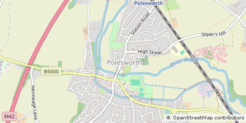 Map of Tamworth, Warwickshire