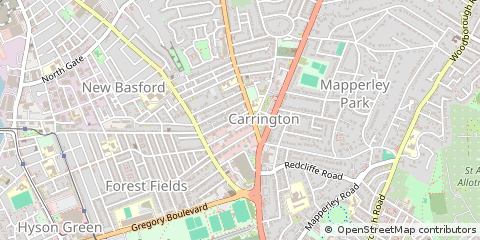 Map of Nottingham, Nottinghamshire