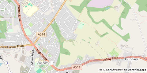 Map of Swadlincote, Derbyshire