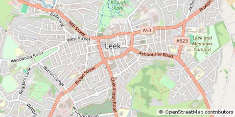 Map of Leek, Staffordshire