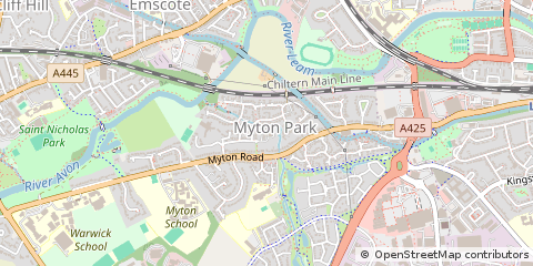 Map of Myton Road, Warwick