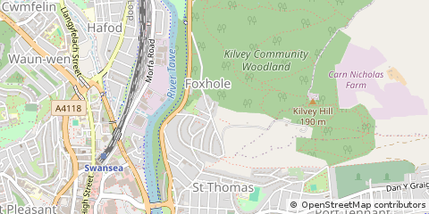Map of Swansea, West Glamorgan