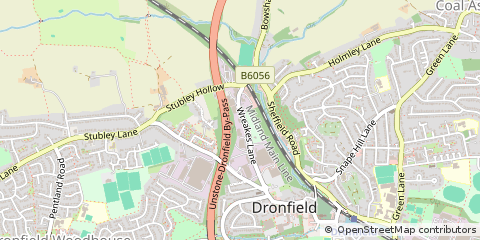 Map of Wreakes Lane, Dronfield