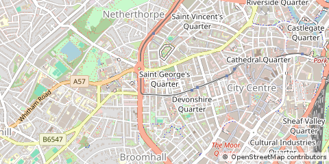 Map of Sheffield, South Yorkshire