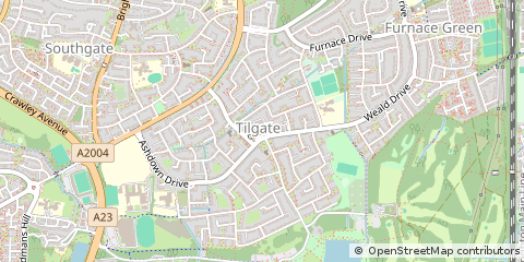 Map of Crawley, West Sussex