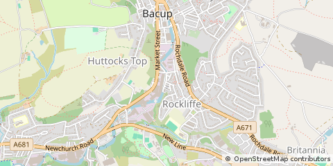 Map of Bacup, Lancashire