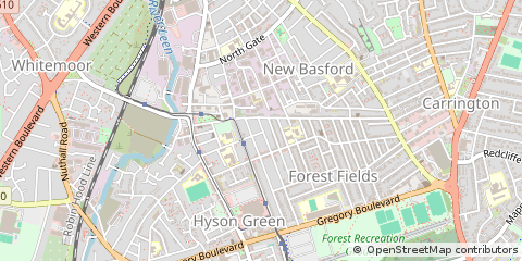 Map of Nottingham, Nottinghamshire