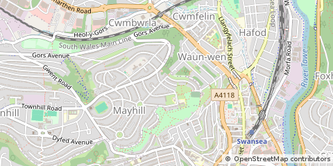 Map of Swansea, West Glamorgan