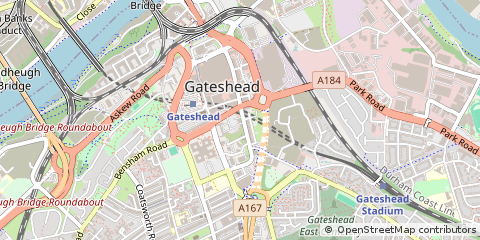 Map of Gateshead, Tyne and Wear