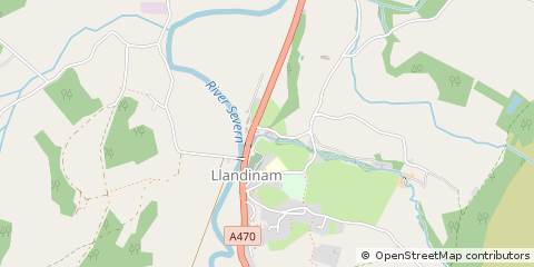 Map of Llandinam, Powys